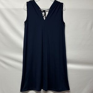 J. McLaughlin Navy Blue V-Neck Tie Back Sleeveless Shift Dress Women's S